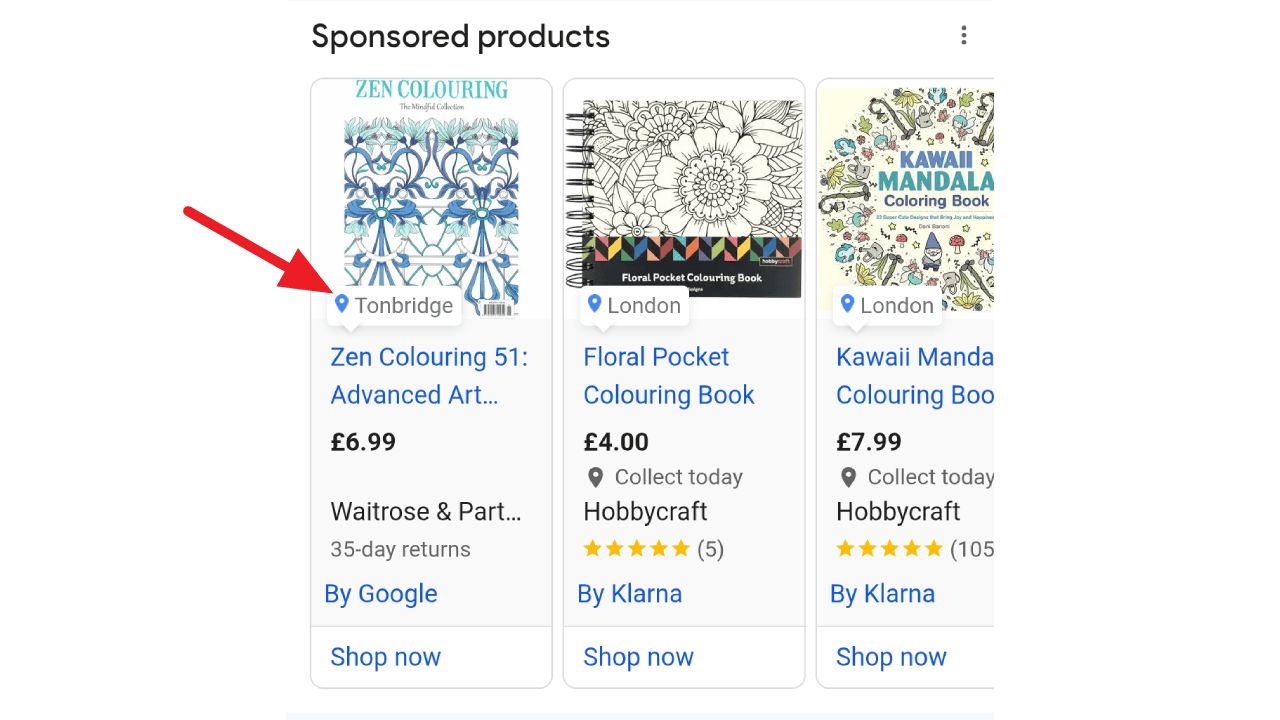 Google Shopping Ads now display labels indicating merchant locations