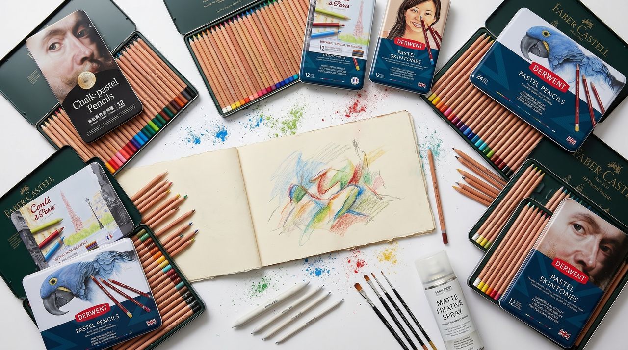 Pastel pencils: cleaner than traditional pastels, more playful than ordinary pencils