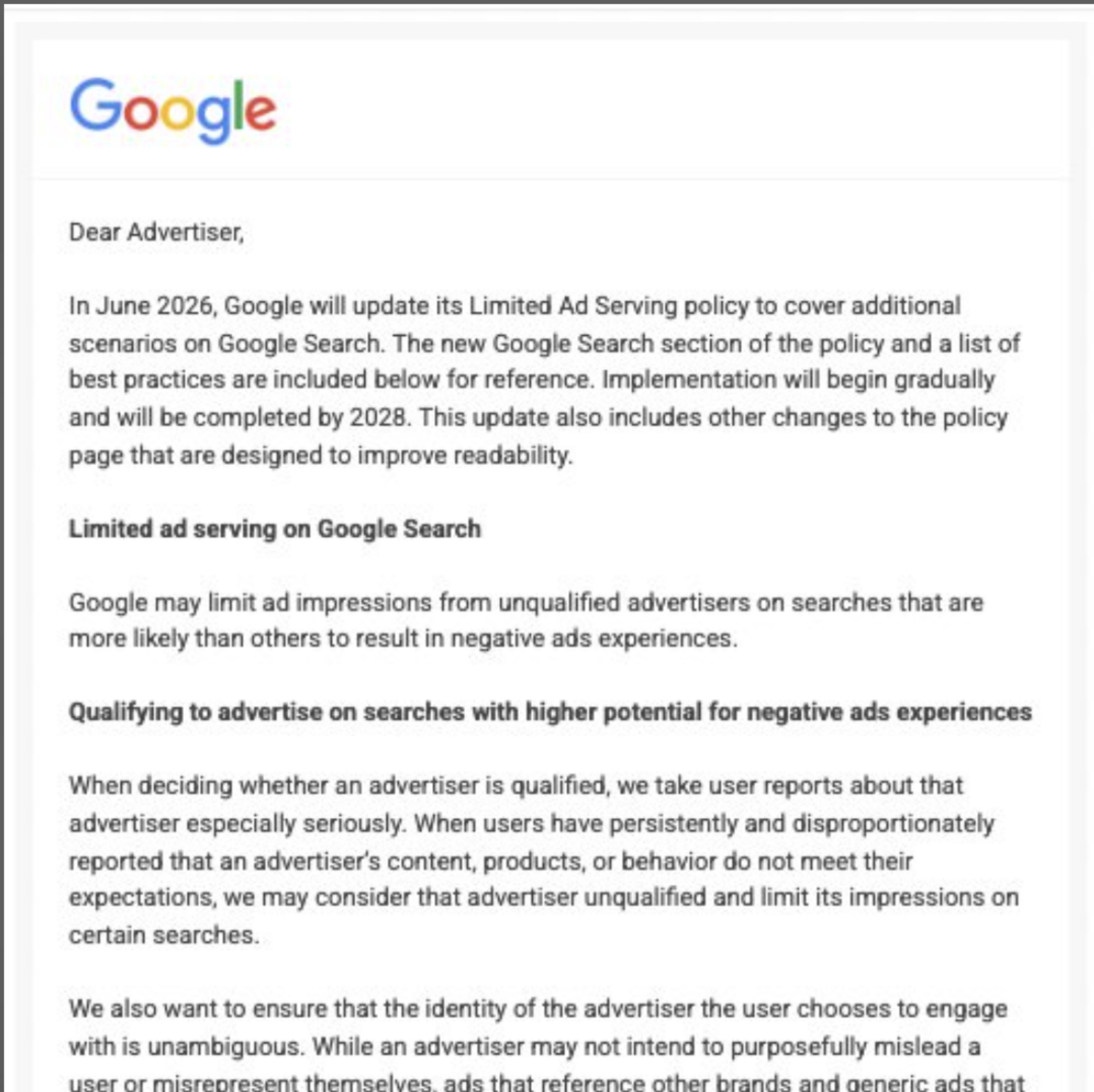 Google broadens its restricted ad serving policy for Search